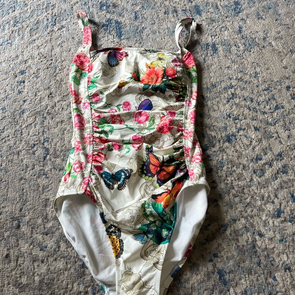 JOHNNY WAS Holly Butterfly Ruched One-Piece Swimsuit XS - Picture 2 of 5